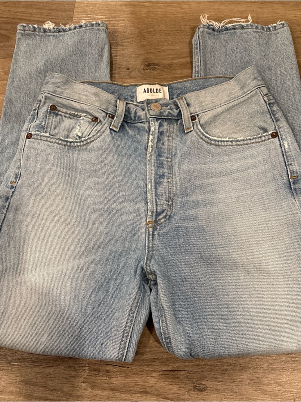 AGOLDE Women’s Riley High Rise Straight Crop Light Jeans